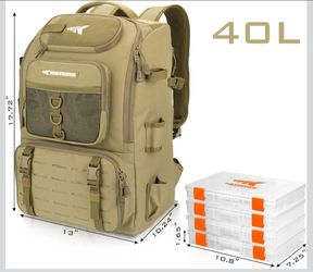 KastKing KarryAll Fishing Backpack with Rod Holder 4 Tackle Boxes, 40/26L