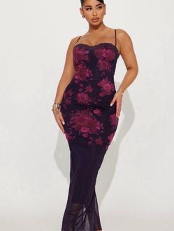 Fashion Nova Floral Mesh Maxi Dress