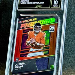 2021 Donruss Optic 🔥 Justin Fields 🔥 Rookie Phenoms Red Prizm Jersey GMA 10 💎 Mint - Pittsburgh Steelers
