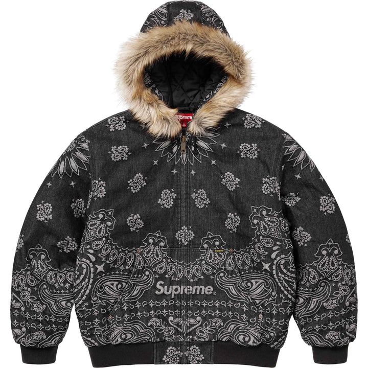 Supreme Black Bandana Jacquard Denim Jacket