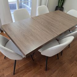 Modern Extendable Dining Table with Metal Base