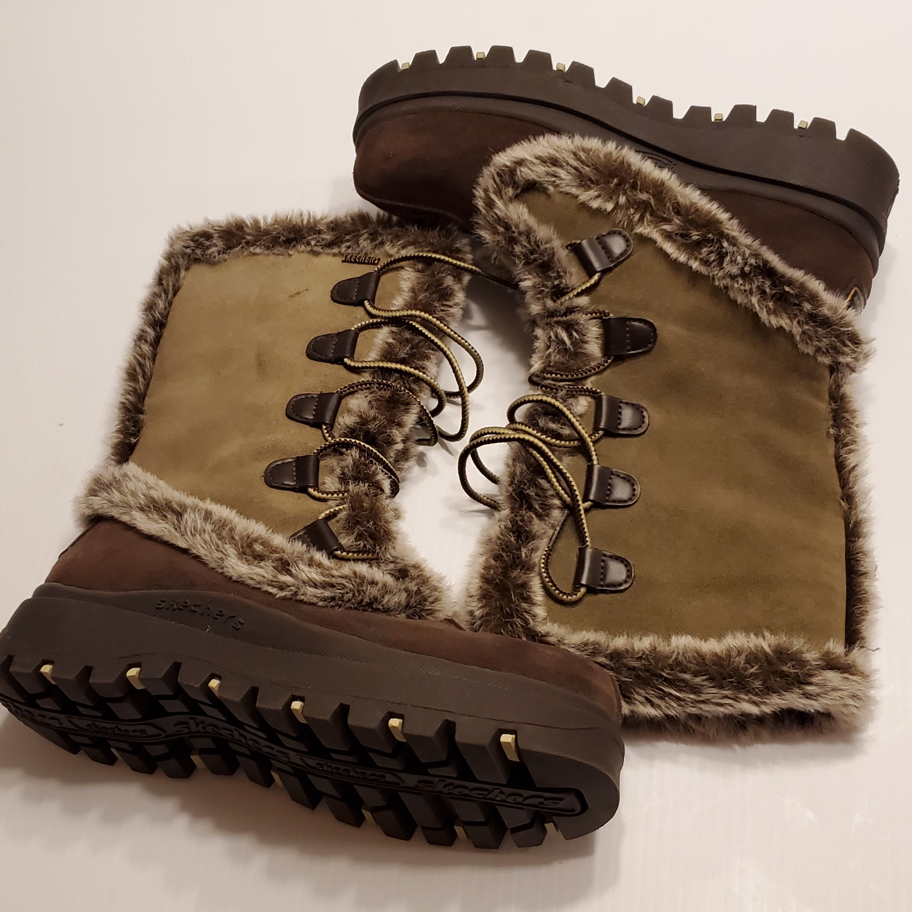 Skechers Womens Brown Suede Faux Fur Winter Boots Sz 8 US, 38 EUR New, never been worn. No box