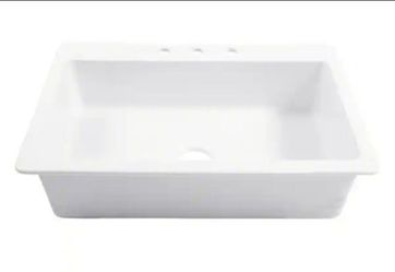 Sinkology Jackson 33 in. 3-Hole Drop-in Single Bowl Crisp White Fireclay Kitchen Sink