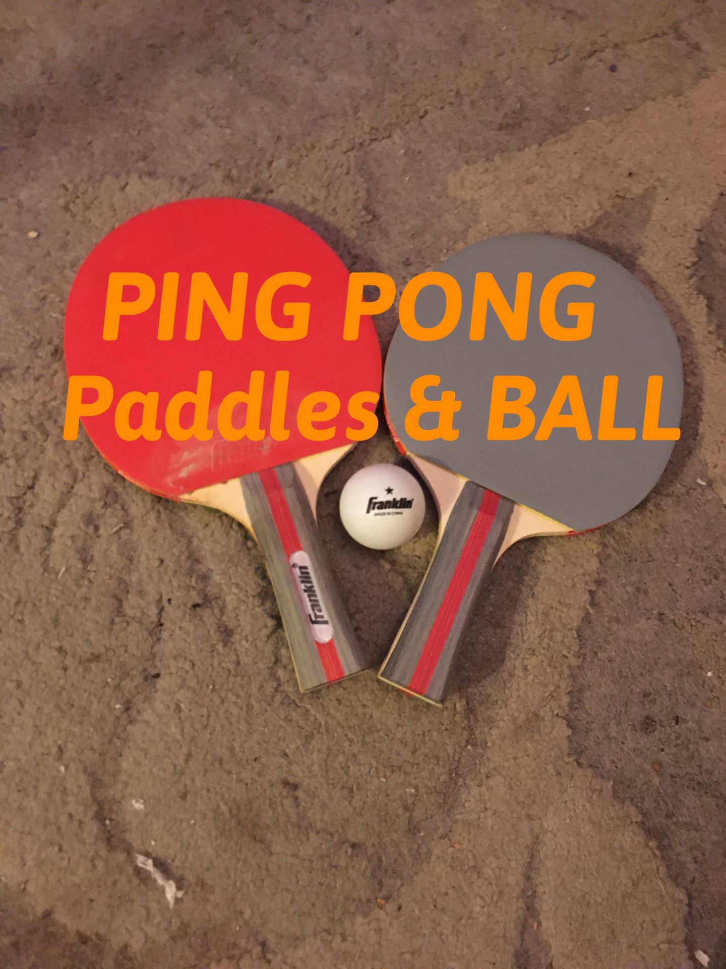 PAIR OF FRANKLIN BRAND PING PONG PADDLES & BALL