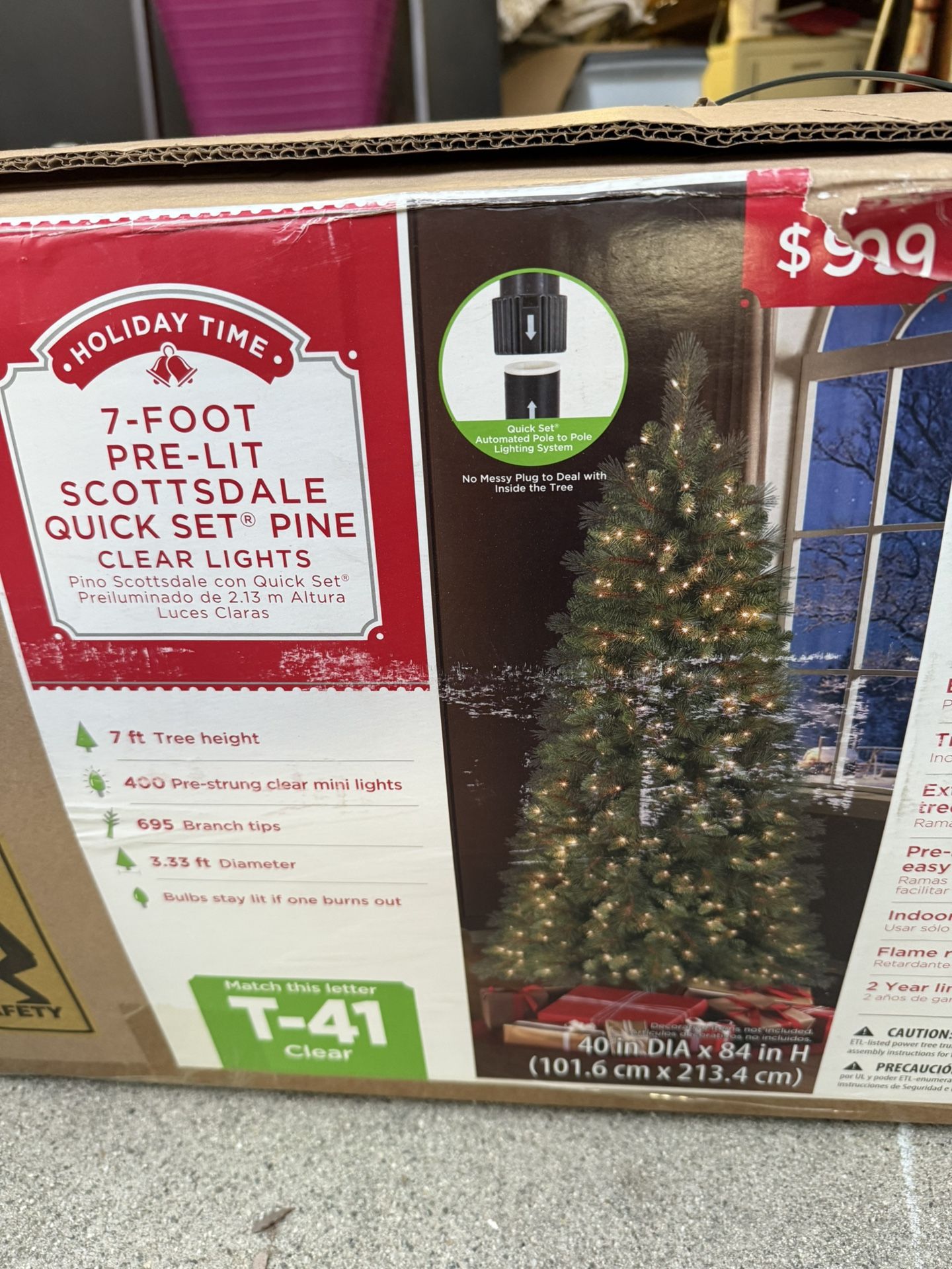 7 Foot Pre-Lit Artificial Christmas Tree