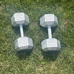 2 55lb Dumbbells 
