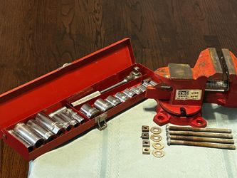 TMC SWIVEL BASE VISE(VICE) And COMPANION 19 piece SOCKET Wrench Set