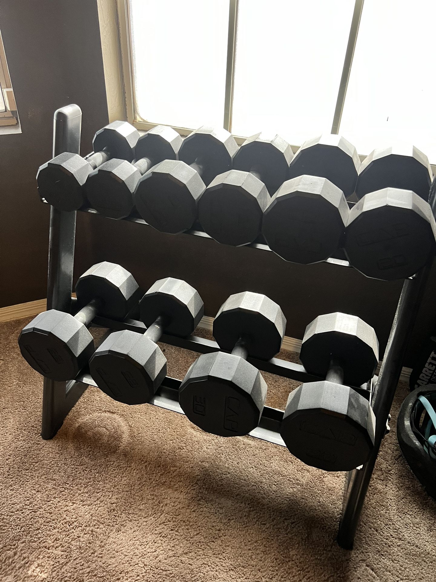 Dumbbell Set And Stand 200lbs Excellent Condition 