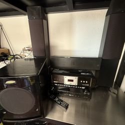 DENON Receiver With 4 Speakers & Monster Cables 