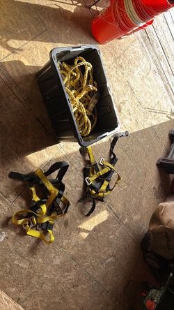 2 roofing harnesses and 4 50 ft ropes for the harnesses