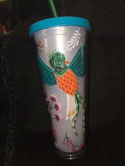 Starbucks 24 oz Venti Quetzal Bird cold travel cup