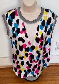 Sandro Paris Edina white multicolored cheetah print blouse, size M