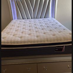 Silver Queen Bed frame With Led Lights