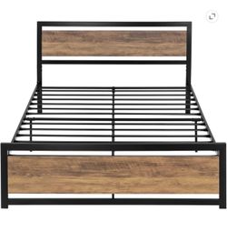 Wood Metal Queen bed frame