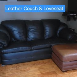 Genuine Leather Couch and Loveseat (see all pics)