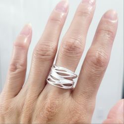 925 sterling silver women's lady's cuff ring Gift Band