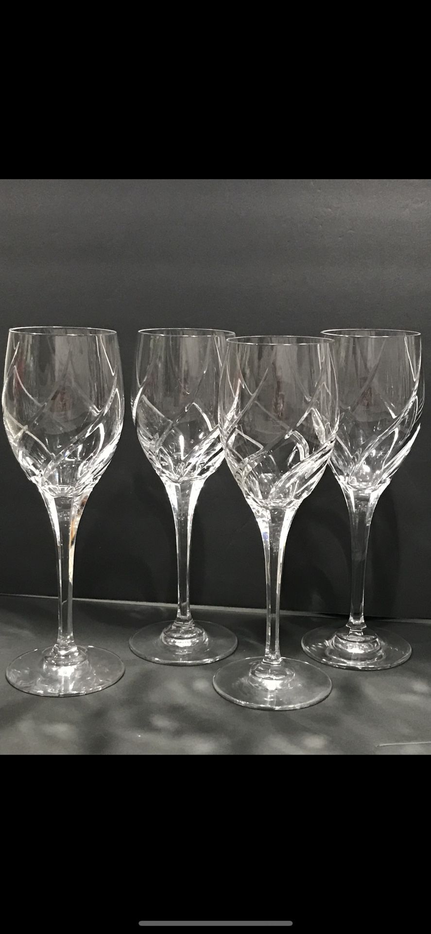 Olympus MIKASA Set of 4 Crystal Water Goblets Discontinued 9” Tall .