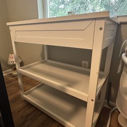 White Baby Changing Table With Pad