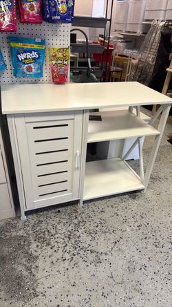 White Desk with Cabinet and Shelves
