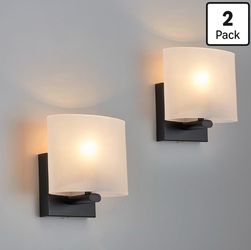 Indoor Hardwired Modern Acrylic Black Wall Sconce Light Fixture Set of 2 - K282