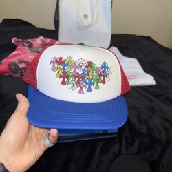 Chrome Hearts Multicolor Crosses Blue/Red Trucker Hat