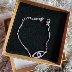 Silver Evil Eye Bracelet For Girls 