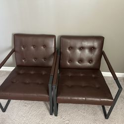 Leather Accent Chair Set of 2