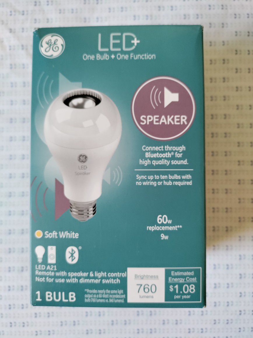 GE LED Speaker Bulb With Remote 