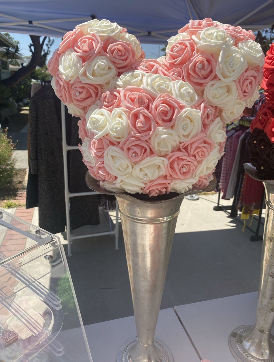 Pink & White Mickey Head Topiary