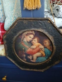 RELIGIOUS PAINTING IN WOOD FRAME