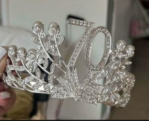 70th Birthday Rhinestone Tiara Crown