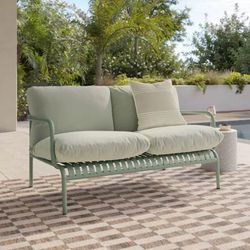 Article Sarek 59” Outdoor Loveseat – Sunbrella Mint – $1,499 Retail – Open Box – Delivery Avail