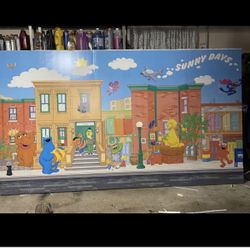 Sesame Street Backdrop Wall Mural Used For Birthday Party 