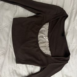 Cute Brown Long sleeve Top