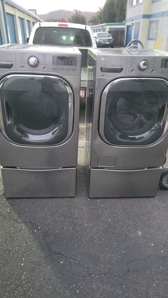 LG HE BIG CAPACITY WASHER ELECTRIC DRYER SET WORKS GREAT CAN DELIVER