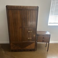 Antique Armoire & Side Table