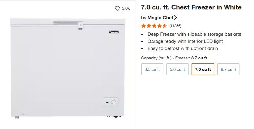Chest Freezer - 7 Cu. Ft.