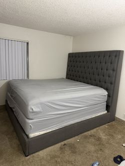 Modern King Size Bed Frame w/ 6FT Tall Headboard