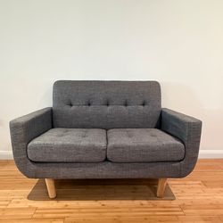Mid Century Modern Love Seat Sofa Chair Gray BRAND NEW
