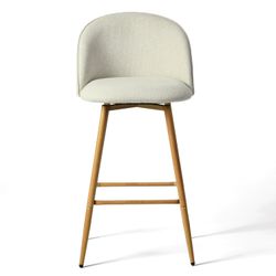 Homy Casa HASEEB Counter Barrel Beige Oak Leg Swivel Barstool "46.5 x 50.5 x 94" for Kitchen Island, Bar, or Dining Open Box