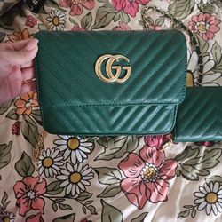 Green crossbody and wallet set