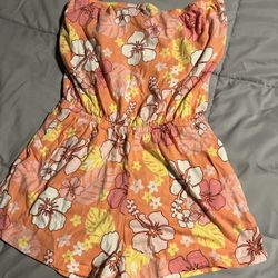 Orange Strapless Romper 