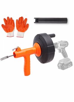 VEVOR Drain Auger 25Ft, Plumbing Snake Auto Feed, Plumbers Snake with Drill Attachment