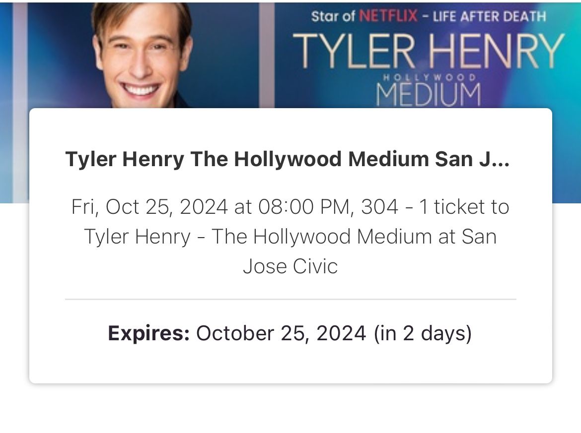 Tyler Henry - San Jose - Oct 25 (Friday) 