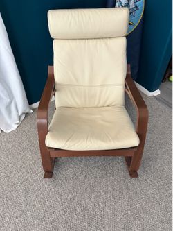 IKEA POÄNG Rocking Chair – Premium Leather & Walnut Finish