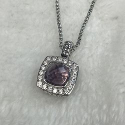 David Yaman Square Diamond Necklace Purple Diamond Necklace