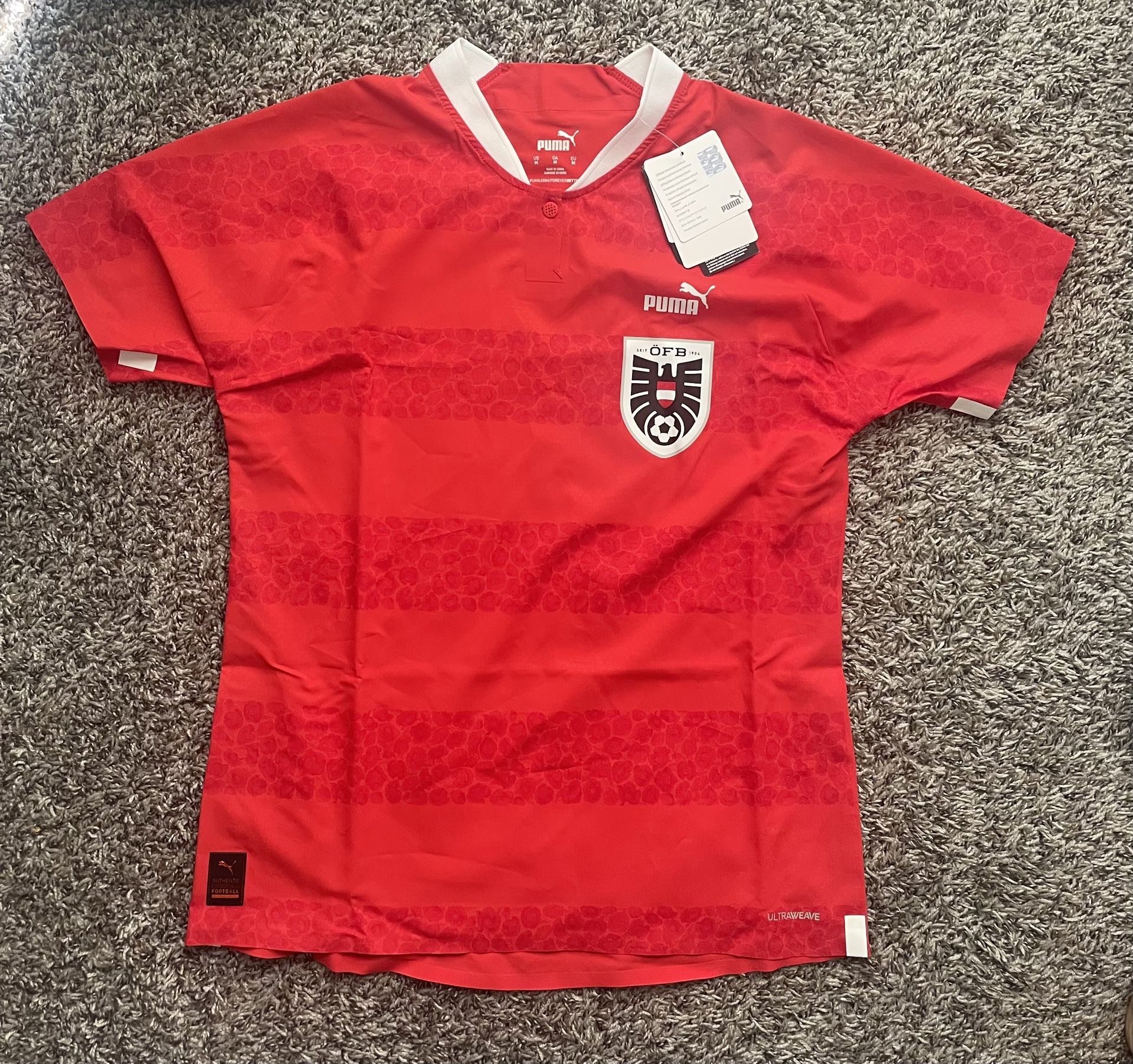 PUMA AUSTRIA 2022 AUTHENTIC LIBERTY HOME SOCCER JERSEY FOOTBALL SHIRT MENS SIZE MEDIUM