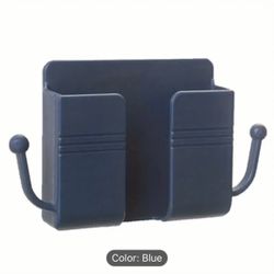 Blue Wall Mount Cell Phone Charging Organizer With Cord Hooks