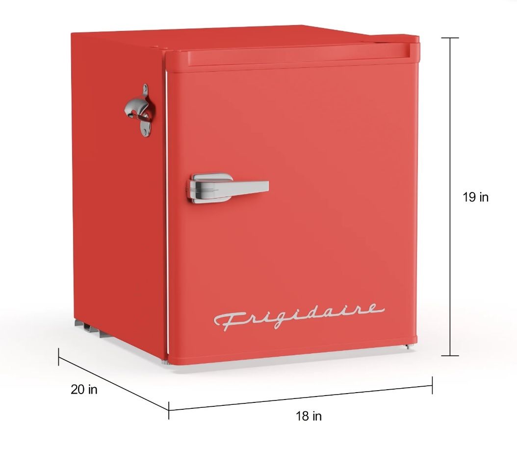 Frigidaire, 1.6 Cu ft Retro Dry Erase Compact Refrigerator With Side Bottle Opener, Red