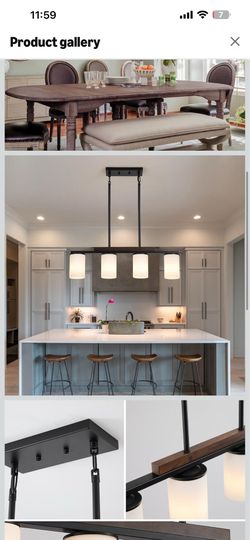 Black Pendant Lights for Kitchen Island or dinning with Milk Glass Shade, 4 Lights